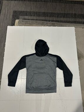 adidas Gray and Black Hooded Pullover Sweatshirt